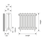  MHS Flora Cast Iron Radiator - Technical Diagram