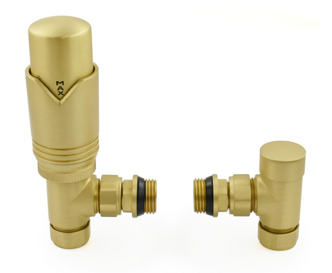 Modern Brushed Brass Thermostatic Valves - Angle