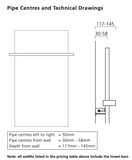 Supplies4Heat Hawkhurst Towel Rail Technical Data