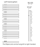 The Radiator Company Ellipsis Lato Towel Rail - Technical Diagram