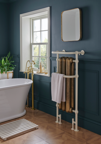 The Radiator Company Linton Towel Rail  Antique Brass & RAL 9001 Cream