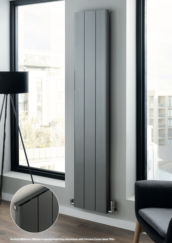 The Radiator Company Torre Slimline (Horizontal) Designer Radiator Grey Aluminium