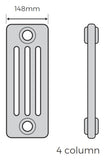 Milan (Horizontal) Bare Metal Lacquer - 4 column - (H)600mm