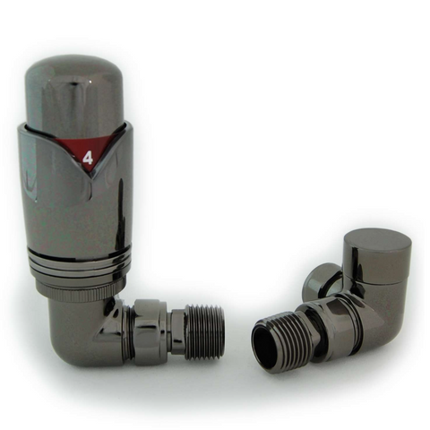 Modern Black Satin Corner Thermostatic Valves