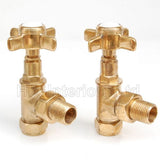 Vintage Crosshead Rad Valves Angled Un-Lacquered Brass
