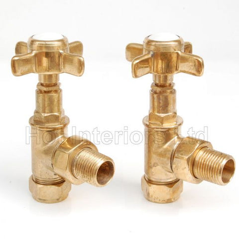 Vintage Crosshead Rad Valves Angled Un-Lacquered Brass