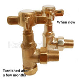 Vintage Crosshead Rad Valves Angled Un-Lacquered Brass